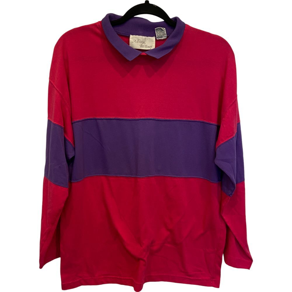 Allison Brittney Long Sleeve Collared Shirt Purple Magenta Women's Size Medium
